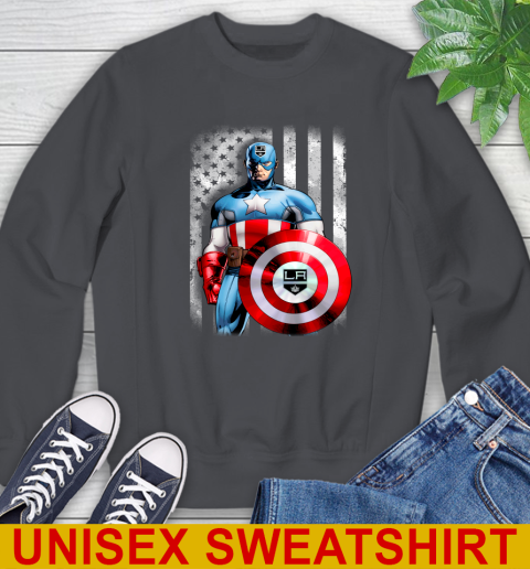 Los Angeles Kings NHL Hockey Captain America Marvel Avengers American Flag Shirt Sweatshirt 7