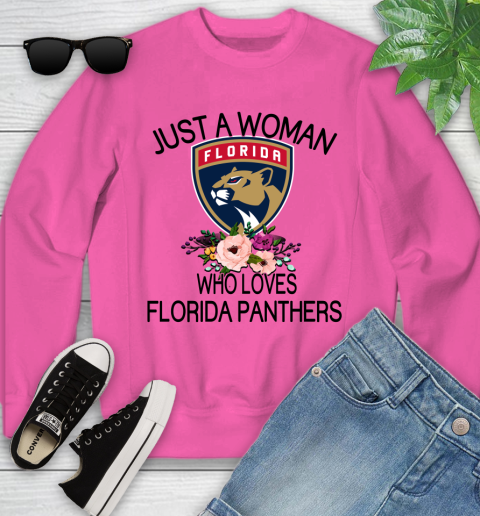 NHL Just A Woman Who Loves Florida Panthers Hockey Sports Youth Sweatshirt 3
