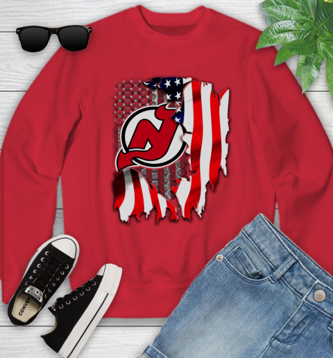 New Jersey Devils NHL Hockey American Flag Youth Sweatshirt 8