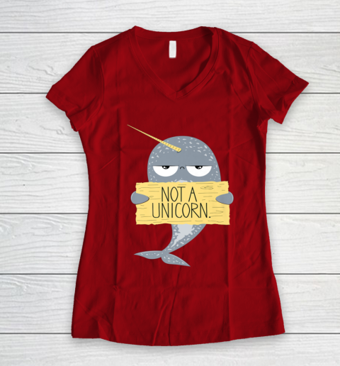 Not A Unicorn Cute Funny Narwhal Graphic Women's V-Neck T-Shirt 10