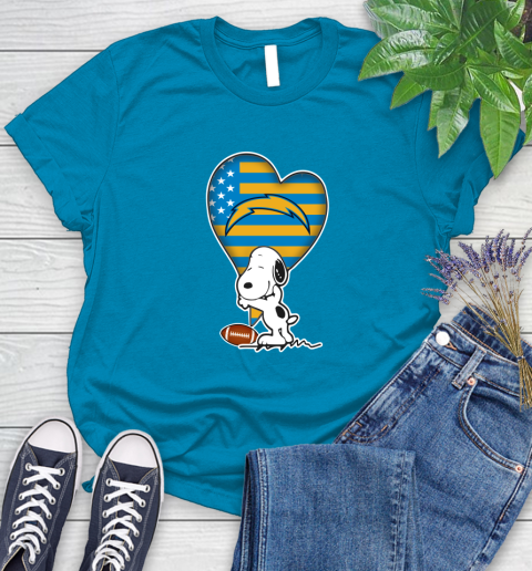 San Diego Chargers NFL Football The Peanuts Movie Adorable Snoopy Women's T-Shirt 7