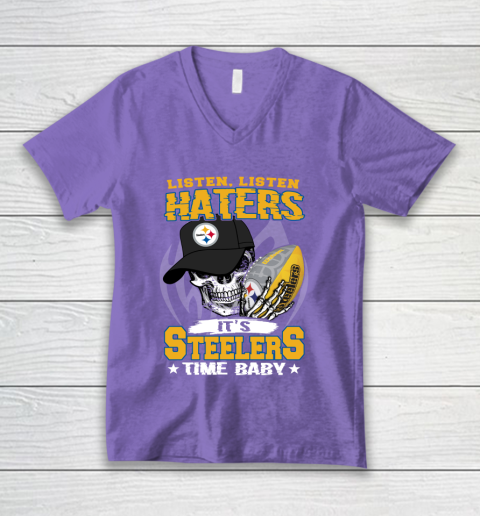 Listen Haters It is STEELERS Time Baby NFL V-Neck T-Shirt 8