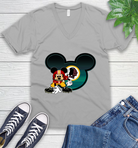 NFL Washington Redskins Mickey Mouse Disney Football T Shirt V-Neck T-Shirt 4