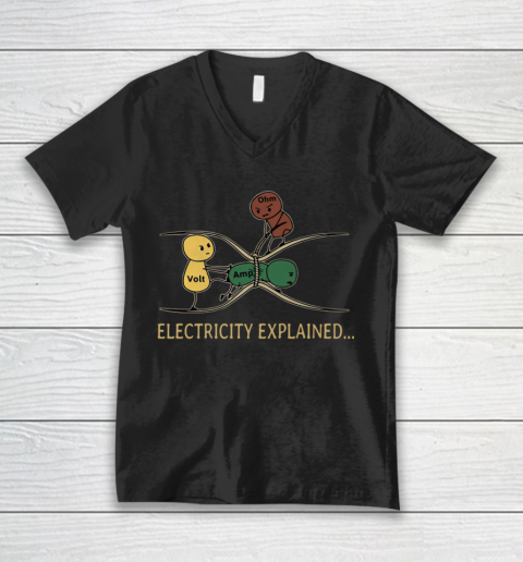 Electricity Explained Electrician Retro V-Neck T-Shirt