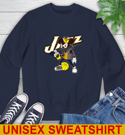 Utah Jazz NBA Basketball Mickey Peace Sign Sports Sweatshirt 3