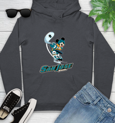 NHL Hockey San Jose Sharks Cheerful Mickey Mouse Shirt Youth Hoodie 8