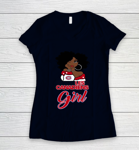 Montreal Canadiens Girl NHL Women's V-Neck T-Shirt 3