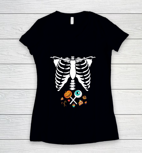 Halloween Skeleton Candy Funny X Ray Kids Boys Girls Gift Women's V-Neck T-Shirt