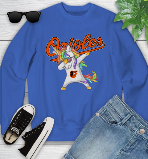 Baltimore Orioles MLB Baseball Funny Unicorn Dabbing Sports Youth Sweatshirt 8