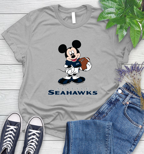 NFL Football Seattle Seahawks Cheerful Mickey Mouse Shirt Women's T-Shirt 5