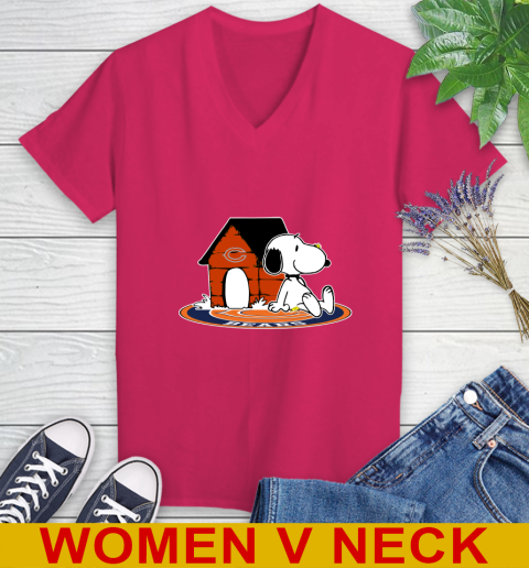 NFL Football Chicago Bears Snoopy The Peanuts Movie Shirt Women's V-Neck T-Shirt 10