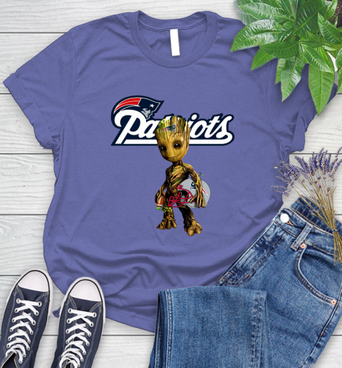 New England Patriots NFL Football Groot Marvel Guardians Of The Galaxy Women's T-Shirt 11