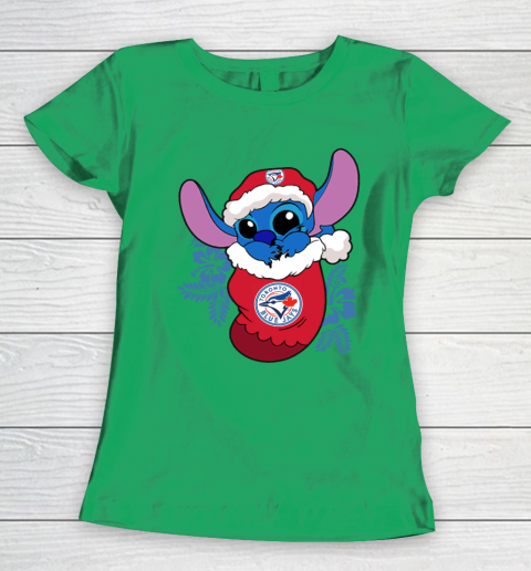 Toronto Blue Jays Christmas Stitch In The Sock Funny Disney MLB Women's T-Shirt
