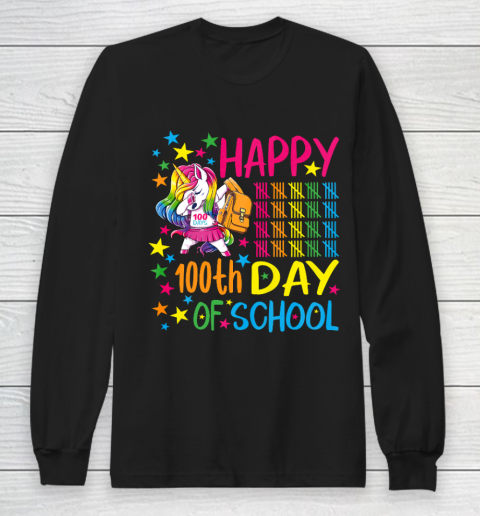 Happy 100th Day Of School Unicorn Long Sleeve T-Shirt