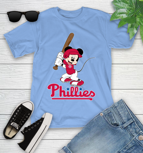 MLB Baseball Philadelphia Phillies Cheerful Mickey Mouse Shirt Youth T-Shirt 11