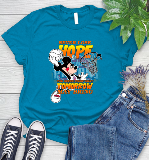 Detroit Pistons NBA Basketball Mickey Disney Never Lose Hope Women's T-Shirt 10
