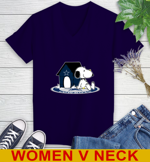 NFL Football Dallas Cowboys Snoopy The Peanuts Movie Shirt Women's V-Neck T-Shirt 4
