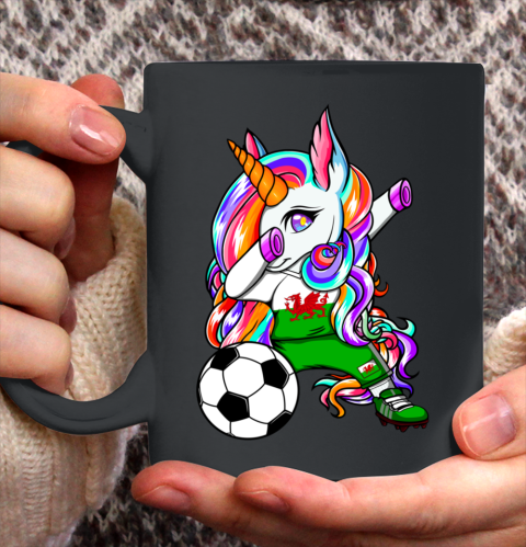 Dabbing Unicorn Wales Soccer Fan Jersey Welsh Football Lover Ceramic Mug 11oz