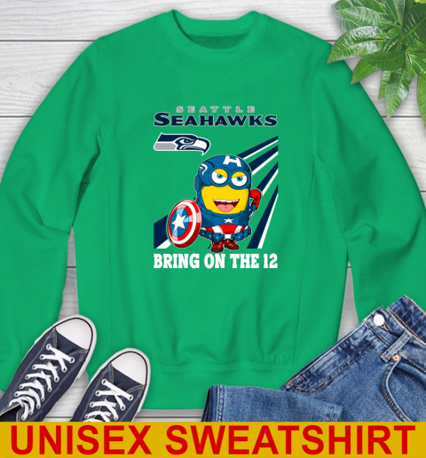 NFL Football Seattle Seahawks Captain America Marvel Avengers Minion Shirt Sweatshirt 8