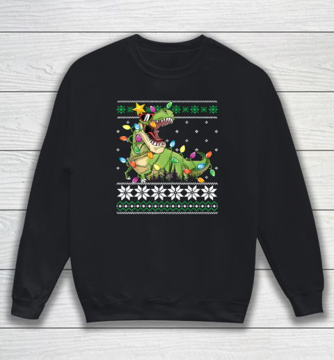 Funny Christmas Ugly Sweater Boys Men Kids Tree Rex Sweatshirt