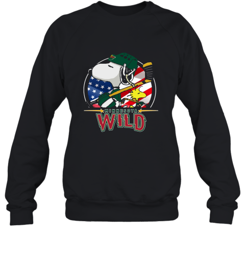 Minnesota Wild Ice Hockey Snoopy And Woodstock NHL Sweatshirt