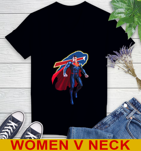 NFL Superman DC Sports Football Buffalo Bills Women's V-Neck T-Shirt 2