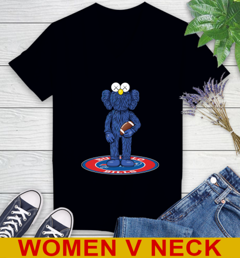NFL Football Buffalo Bills Kaws Bff Blue Figure Shirt Women's V-Neck T-Shirt 2
