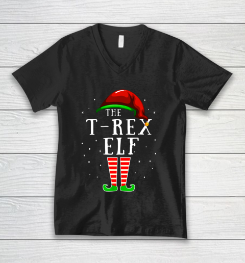 T Rex Elf Matching Family Group Christmas Party Pajama V-Neck T-Shirt