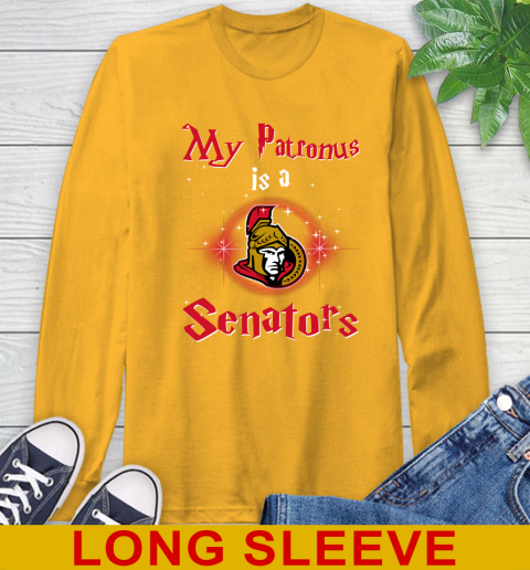 NHL Hockey Harry Potter My Patronus Is A Ottawa Senators Long Sleeve T-Shirt 2