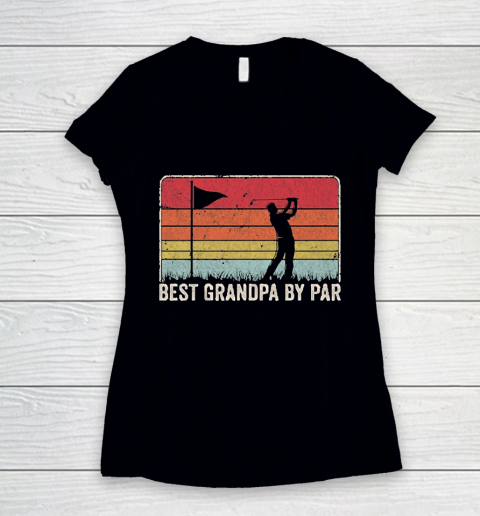 Grandpa Funny Gift Apparel  Best Grandpa By Par Vintage Retro Golf Women's V-Neck T-Shirt