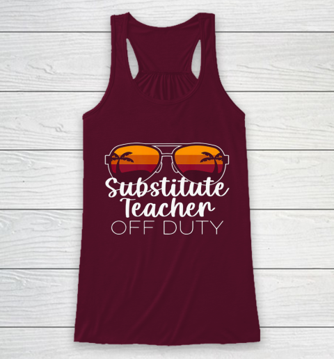 Substitute Teacher of the Deaf Off Duty Sunglasses Sunset Racerback Tank 2