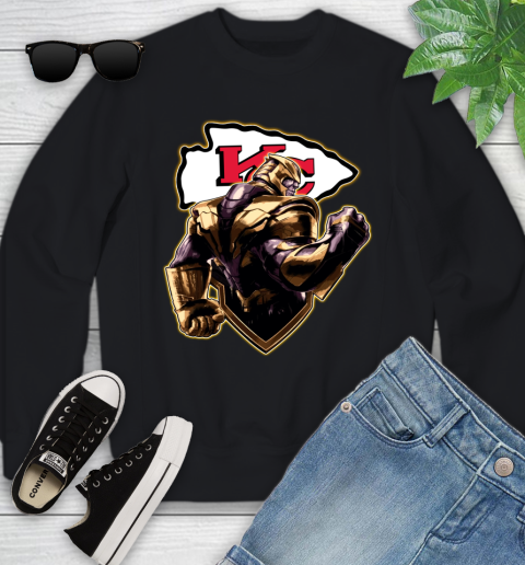 NFL Thanos Avengers Endgame Football Sports Kansas City Chiefs Youth Sweatshirt 2