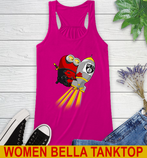 NBA Basketball Brooklyn Nets Deadpool Minion Marvel Shirt Racerback Tank 6