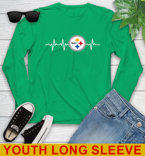 Pittsburgh Steelers NFL Football Heart Beat Shirt Youth Long Sleeve 7