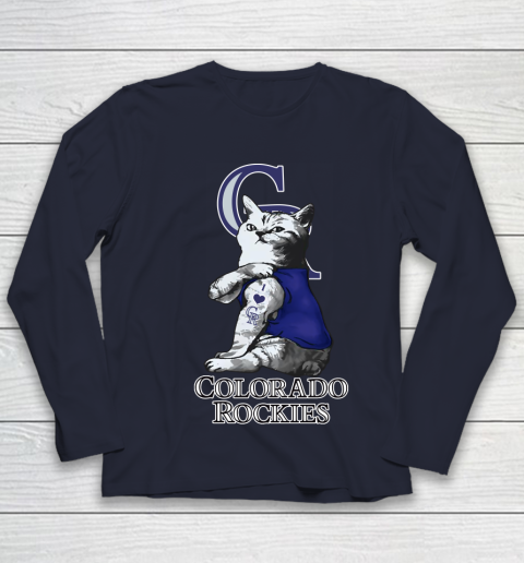 MLB Baseball My Cat Loves Colorado Rockies Youth Long Sleeve 2