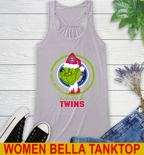 Minnesota Twins MLB Christmas Grinch I Hate People But I Love My Favorite Baseball Team Racerback Tank 5