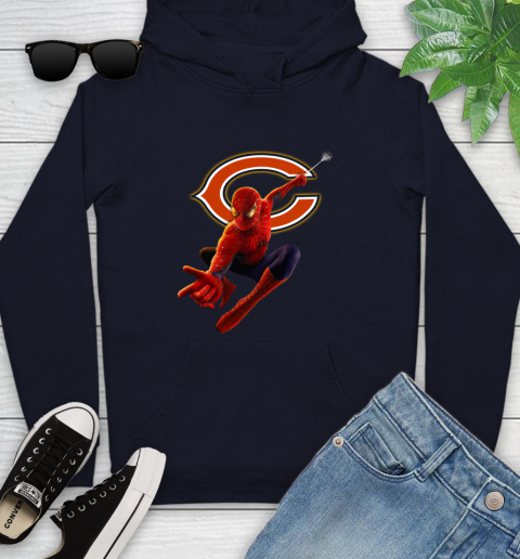 NFL Spider Man Avengers Endgame Football Chicago Bears Youth Hoodie 4