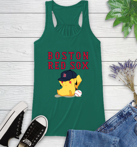 MLB Pikachu Baseball Sports Boston Red Sox Racerback Tank 7