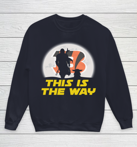 Cincinnati Bengals NFL Football Star Wars Yoda And Mandalorian This Is The Way Youth Sweatshirt 2