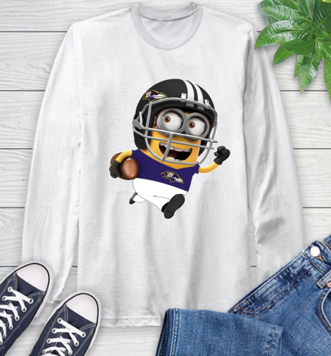NFL Baltimore Ravens Minions Disney Football Sports Long Sleeve T-Shirt