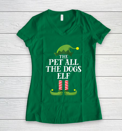 Pet All The Dogs Elf Matching Family Group Christmas Pajama Women's V-Neck T-Shirt 3