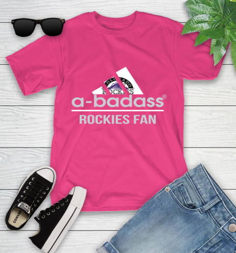 MLB A Badass Colorado Rockies Fan Adidas Baseball Sports Youth T-Shirt 11