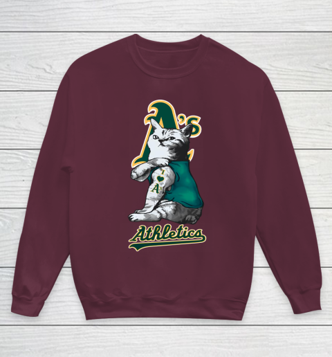 MLB Baseball My Cat Loves Oakland Athletics Youth Sweatshirt 4