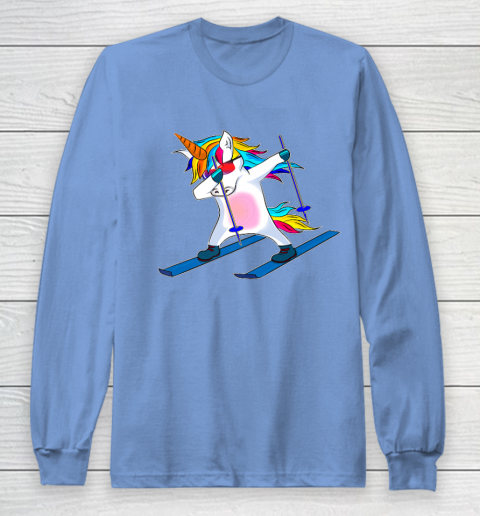 Skiing Unicorn Dabbing Funny Gift Long Sleeve T-Shirt 11