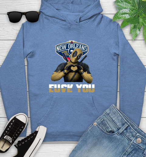 NBA New Orleans Pelicans Deadpool Love You Fuck You Basketball Sports Youth Hoodie 13