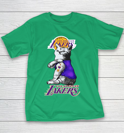 NBA Basketball My Cat Loves Los Angeles Lakers Youth T-Shirt 3