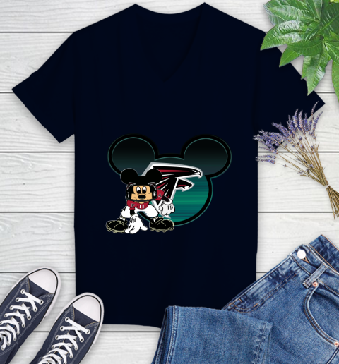 NFL Atlanta Falcons Mickey Mouse Disney Football T Shirt Women's V-Neck T-Shirt 3