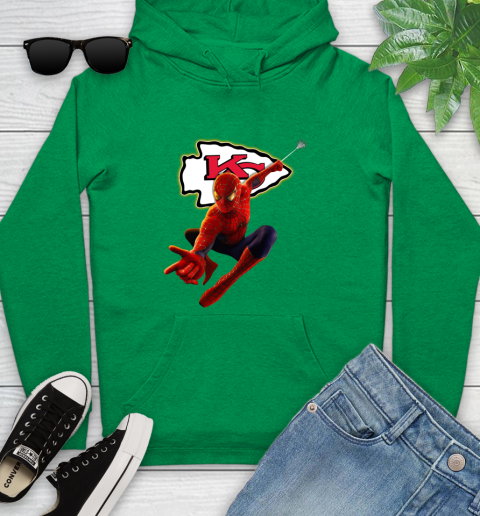 NFL Spider Man Avengers Endgame Football Kansas City Chiefs Youth Hoodie 7