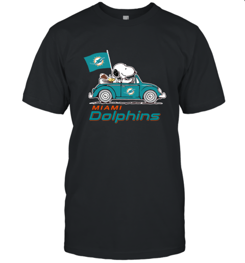 Snoopy And Woodstock Ride The Miami Dolphins Car NFL Unisex Jersey Tee
