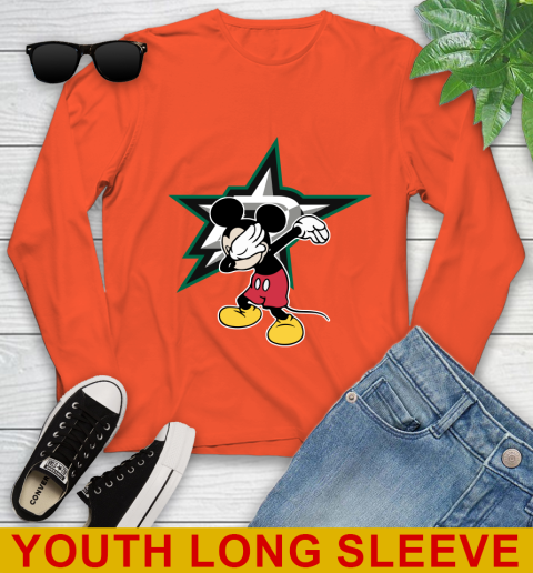 Dallas Stars NHL Hockey Dabbing Mickey Disney Sports Youth Long Sleeve 4